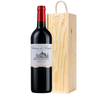 Chateau de Respide Bordeaux 75cl Red Wine in Wooden Sliding lid Gift Box